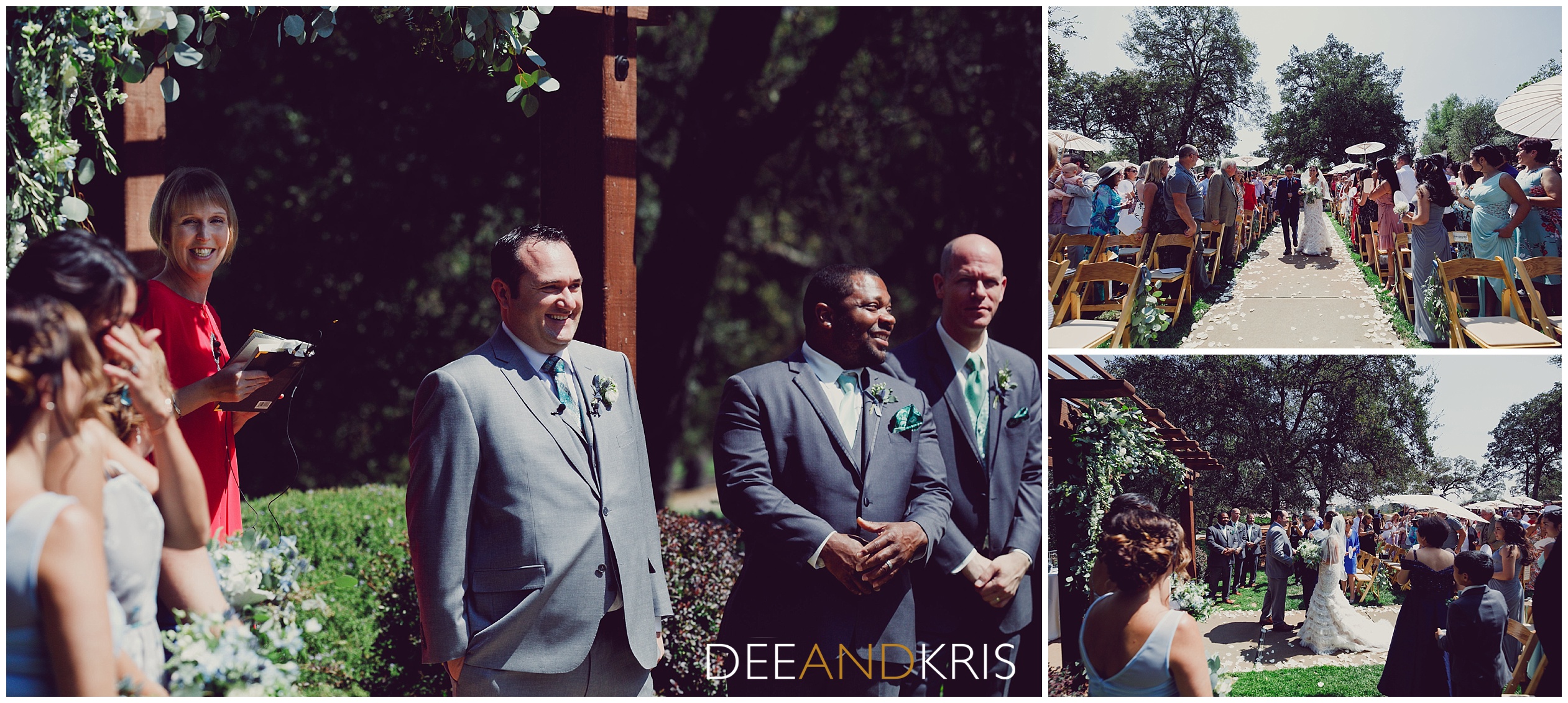 Sacramento wedding photographer photographs wedding ceremony at catta verdera, lavender wedding ceremony