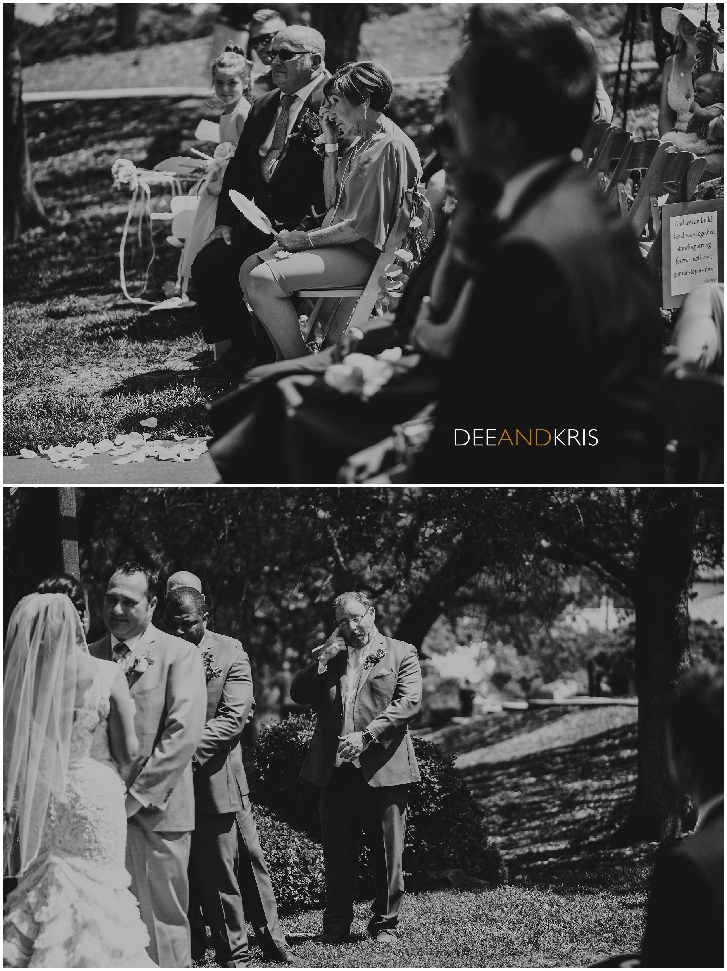 Sacramento wedding photographer photographs wedding ceremony at catta verdera, lavender wedding ceremony, black and white photography