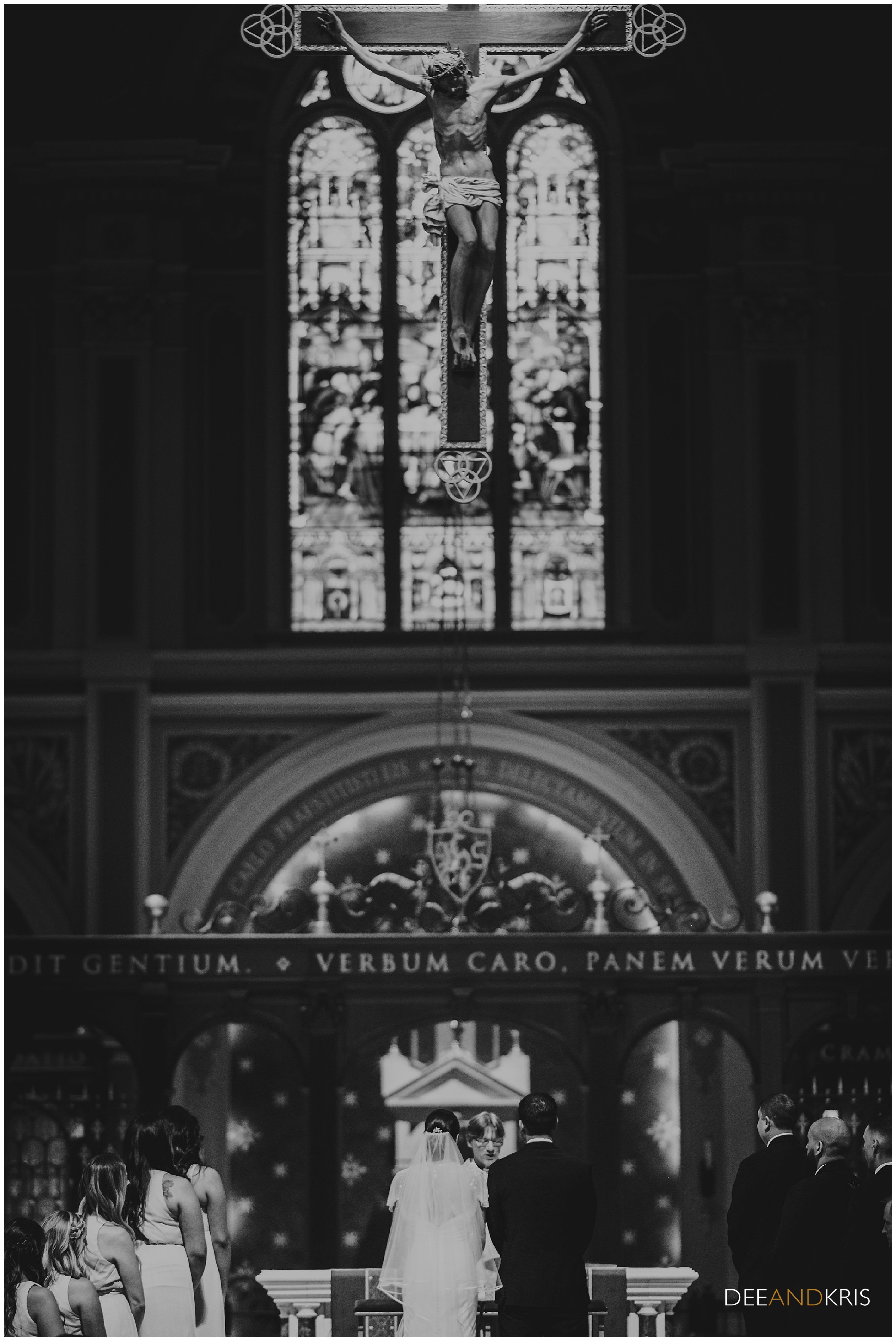 Wedding Ceremony at Cathedral of the Blessed Sacrament, Black and White photography