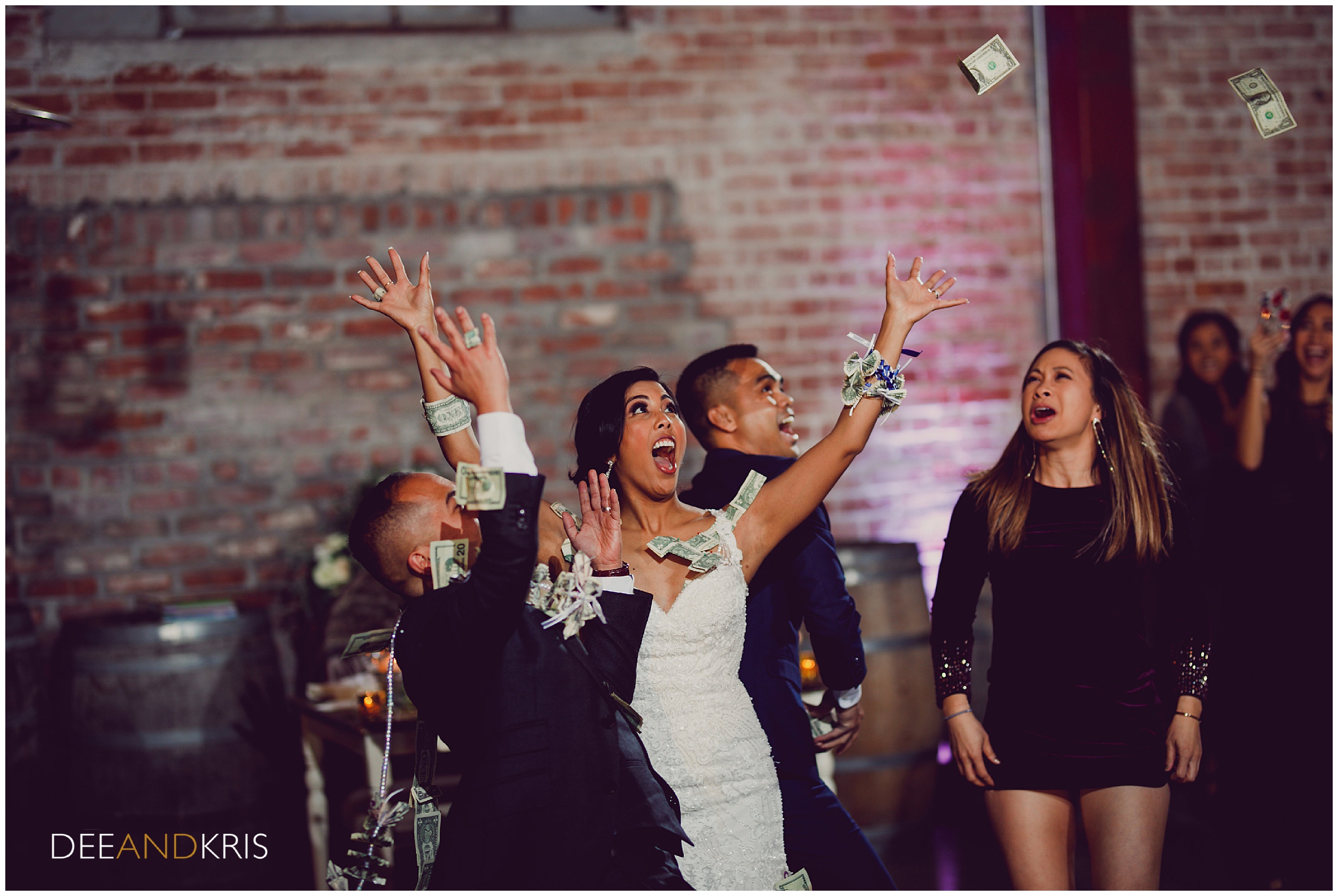 Sacramento Wedding photographer photographs Old Sugar Mill Reception, money dance