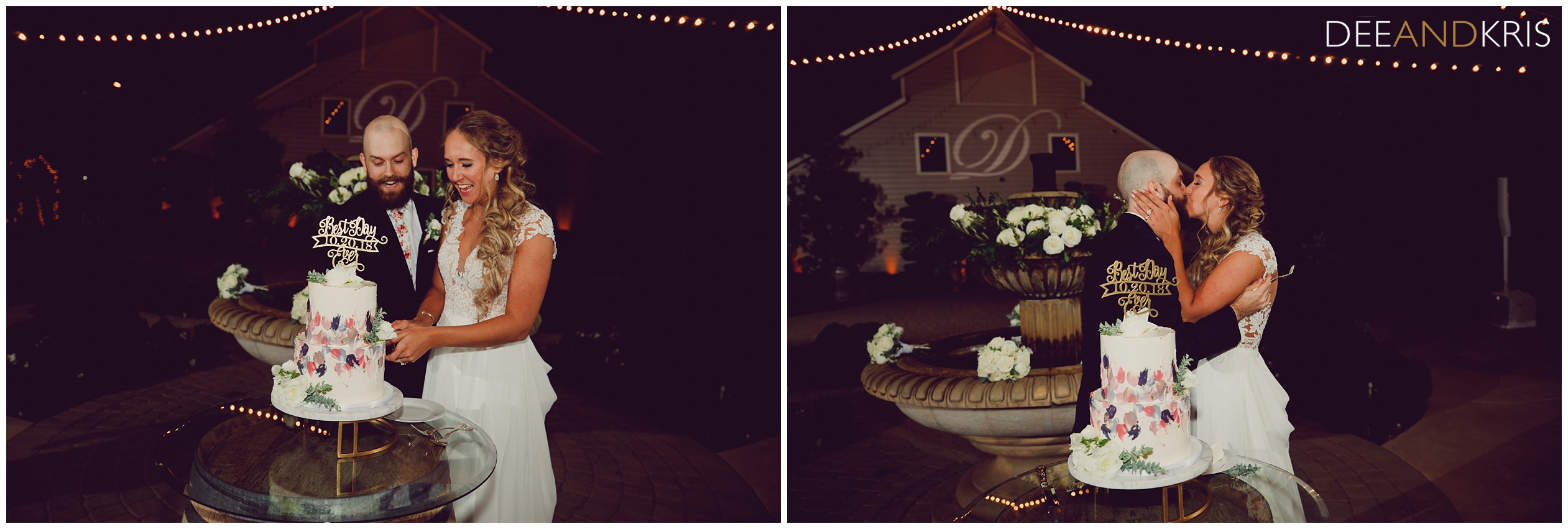 Scribner Bend Wedding photos, wedding details, cake cutting, photographed by Sacramento Wedding photographer Dee and Kris Photography