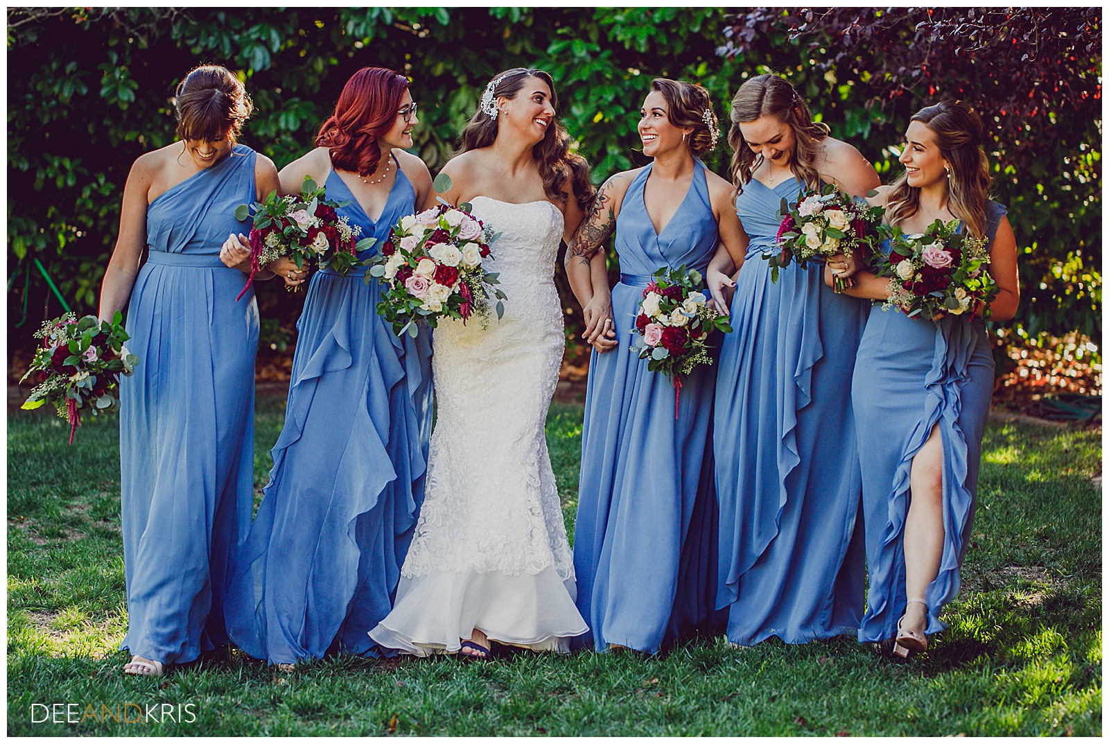 royal blue bridesmaid dresses, different styles same color dresses