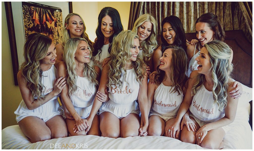 Bridal party rompers, summer wedding outfits for getting ready, custom printed bridesmaid outfits