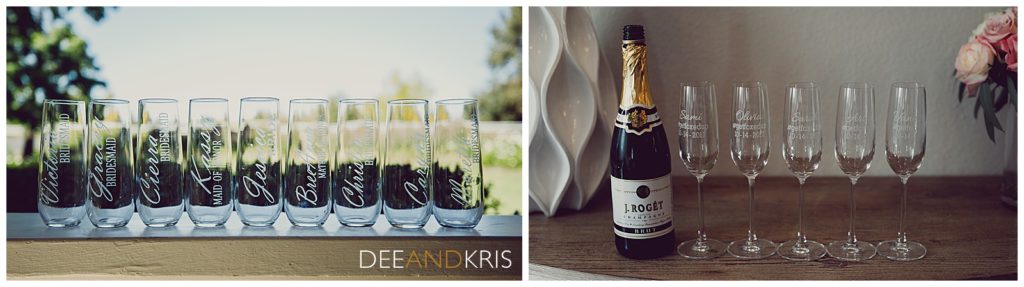 personalized champagne flutes with bridesmaids names 