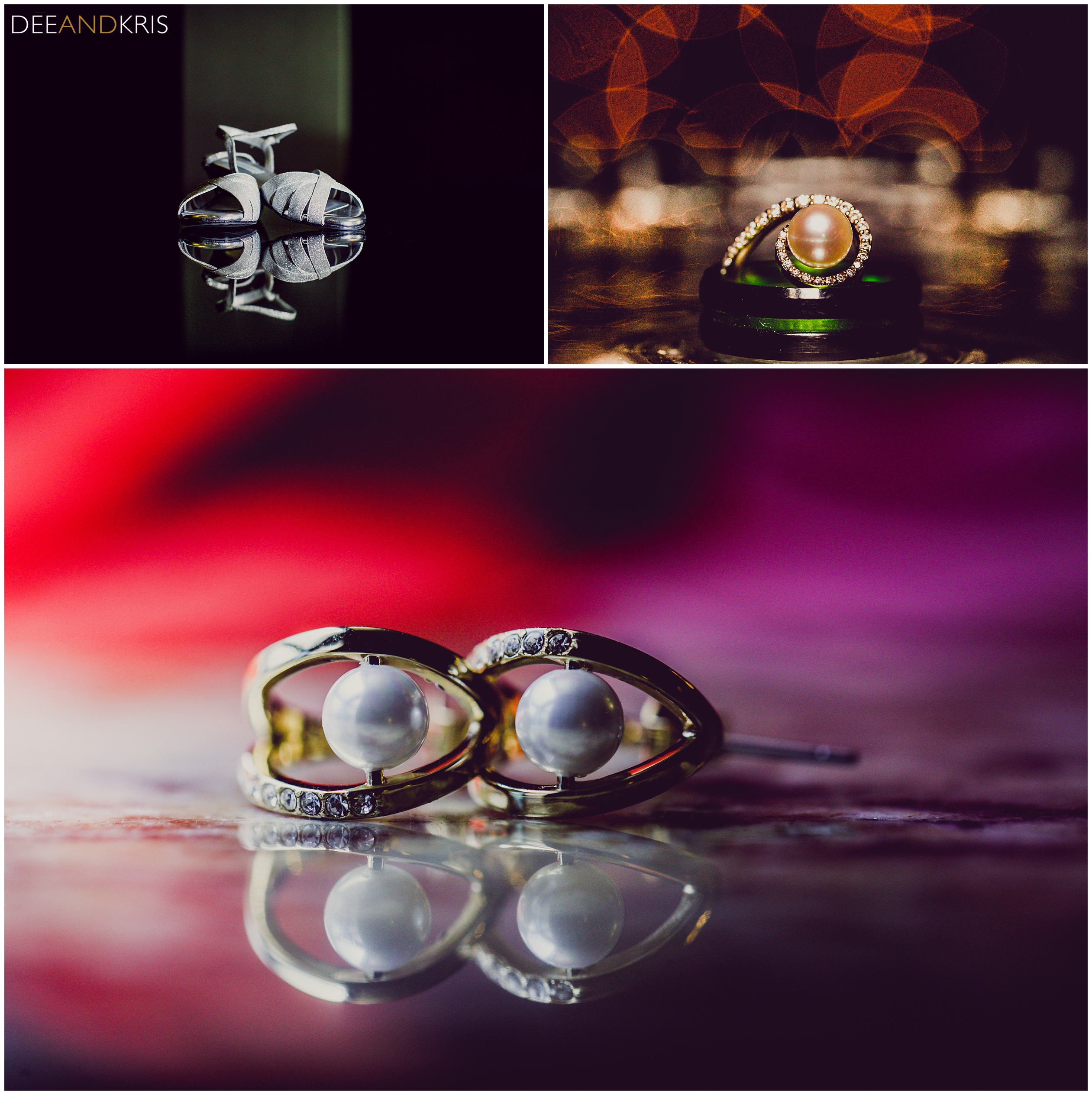 Wedding Detail shots of wedding ring, wedding shoes, and wedding earrings. Winters Wedding Photography