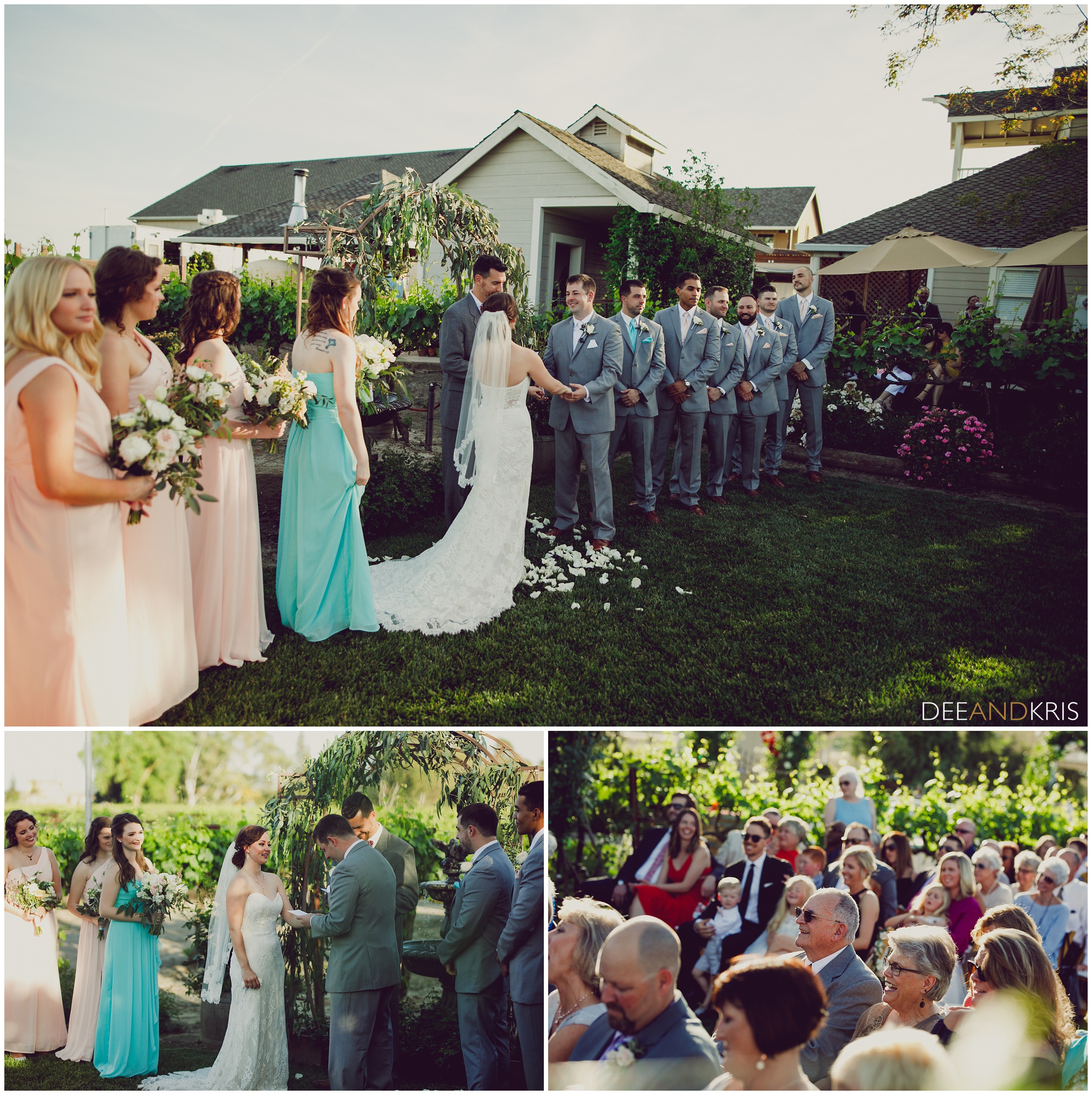 Sacramento wedding photographers photograph wedding at Scribner Bend. Miosa Bride gown. 