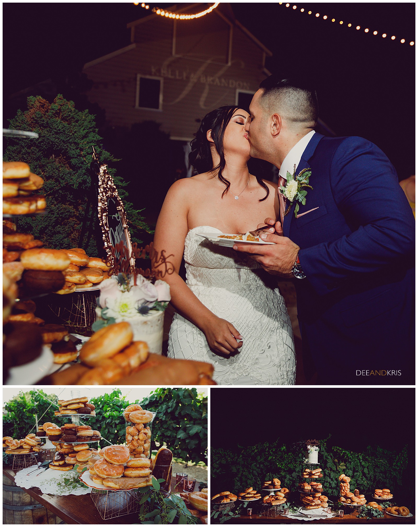 Scribner Bend Wedding Photographers, Sacramento Garden Venues, Dee and Kris Photography, donut bar, wedding dessert ideas
