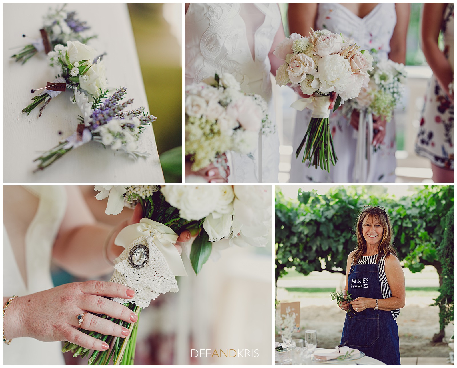 Scribner Bend Wedding flowers, Lavender Boutonnière, Jackie's flowers, Sacramento wedding florist, custom floral jewel, white rose wedding bouquet
