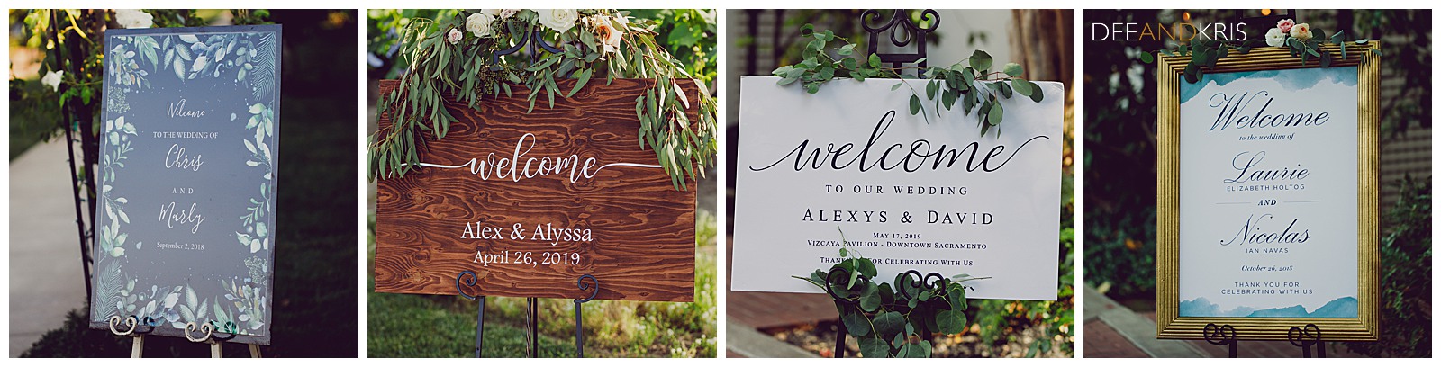 Wedding welcome signs, classic signs, local Sacramento printer