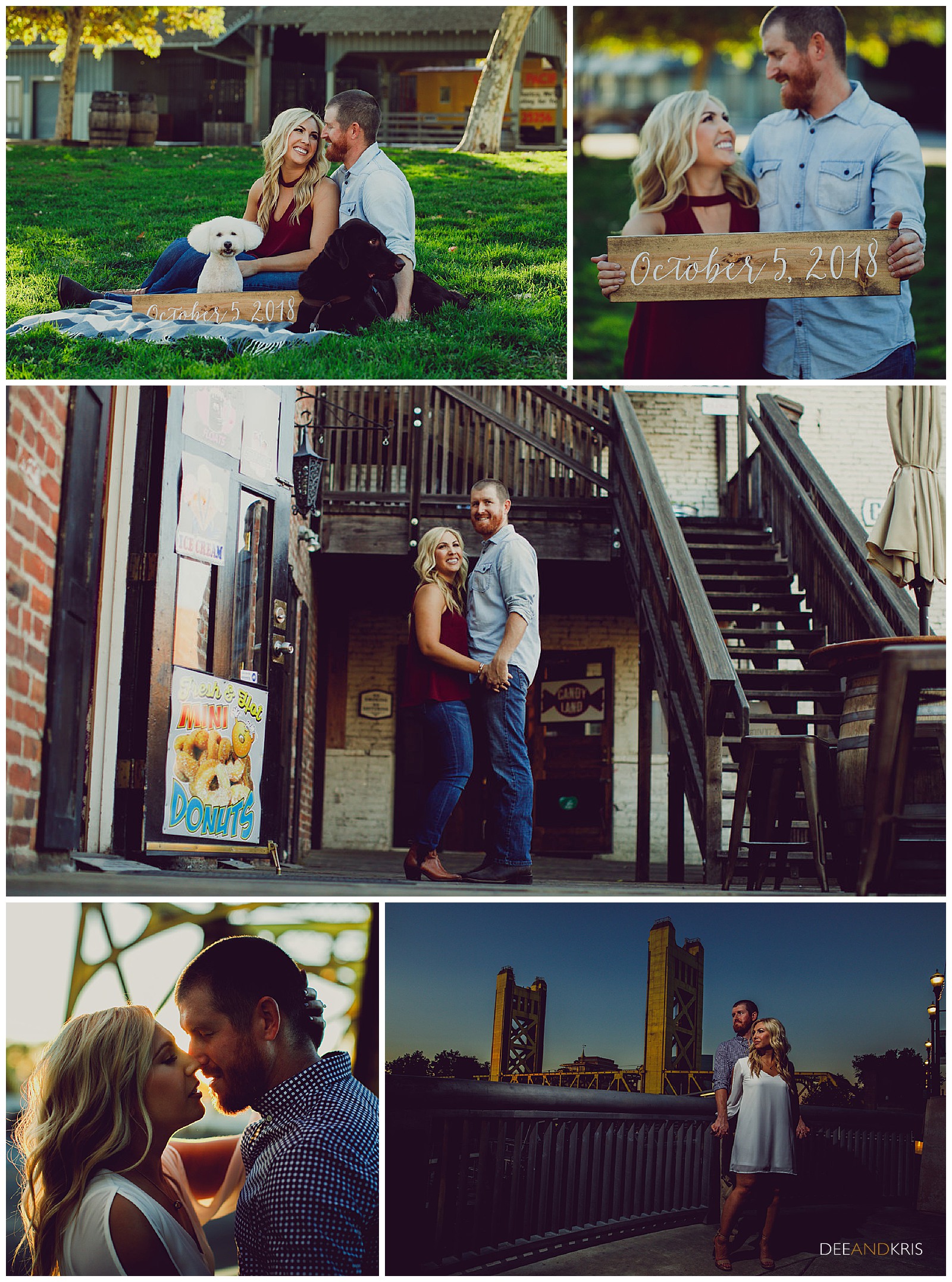Old Sac Engagement Picture Ideas, Old Sacramento Portrait Locations, Tower Bridge Engagement pictures