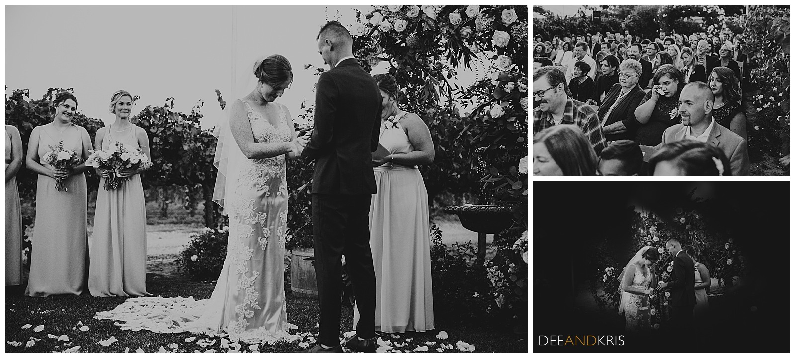 black and white wedding photography by Dee and Kris Photography