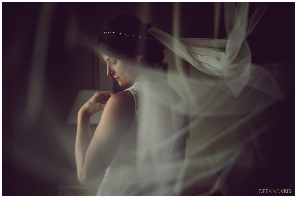 Bride with long wedding veil
