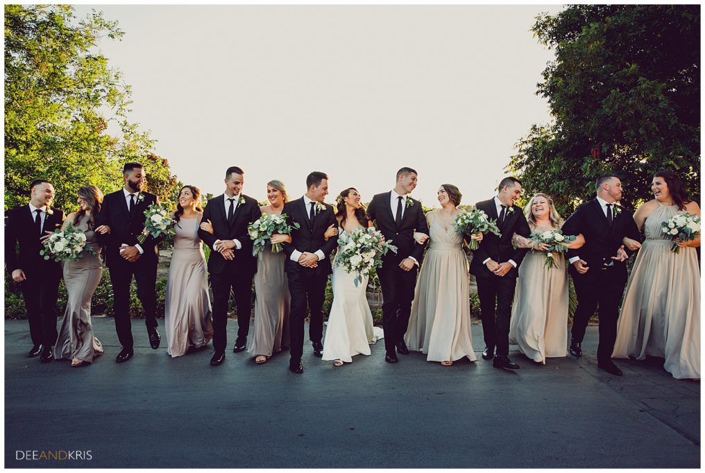 large bridal party at Scribner Bend Vineyards, Sacramento garden wedding venue