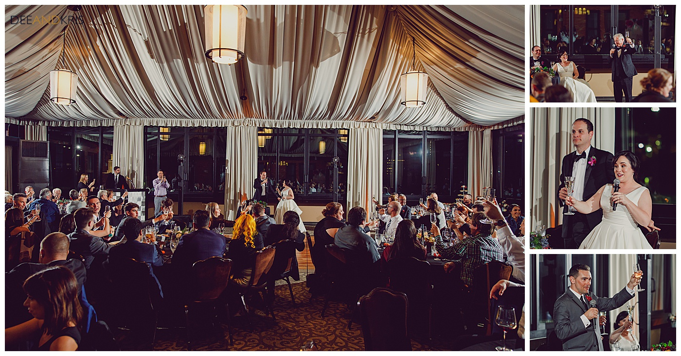Wedding reception in the tented Metropolitan Terrace at the Citizen Hotel