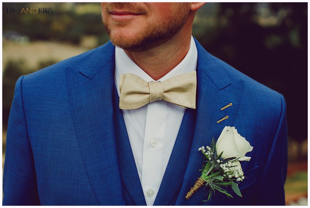 blue groom's suit for California wedding