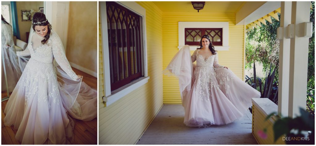 Hayley Paige wedding A-line dress with full skirt and long sleeves