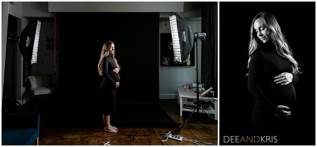 Black and White Maternity Pictures, studio portraits, studio photographer in Midtown, Sacramento photoshoot locations