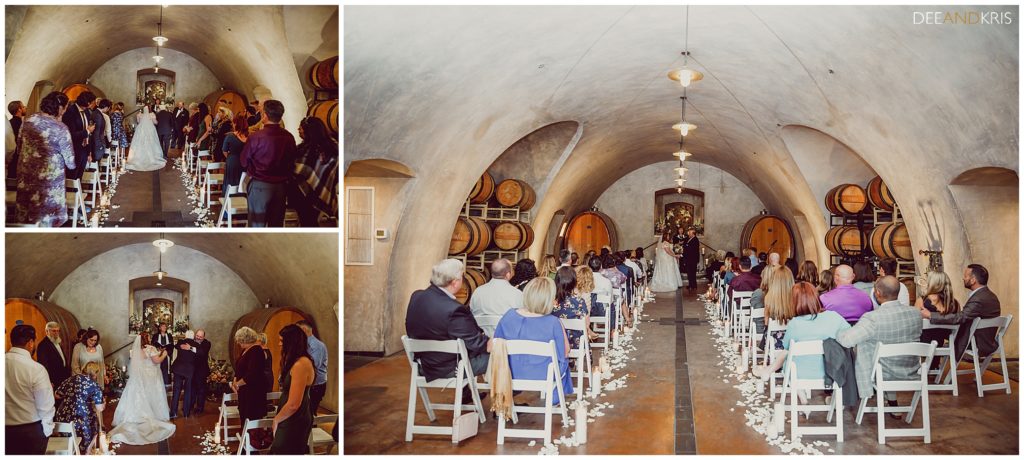 Bride and Groom get married in the wine cellar at Viansa Winery