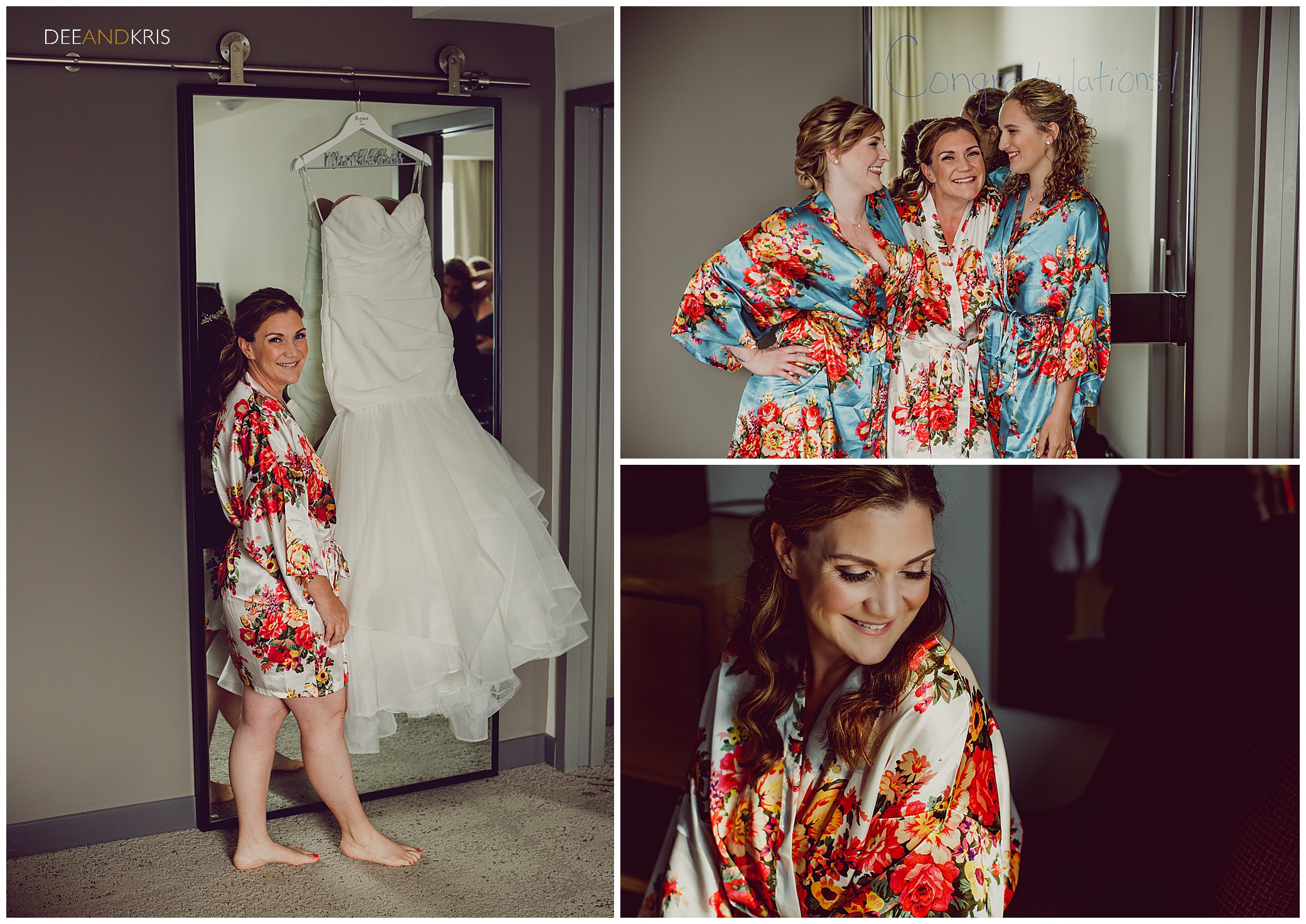 Dee and Kris photography photograph bride and bridesmaids getting ready for wedding day at Kimpton Sawyer