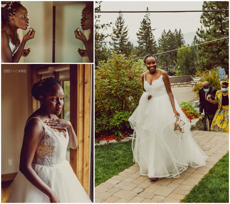 Bride arrives at her private estate for her backyard wedding ceremony in South Lake Tahoe