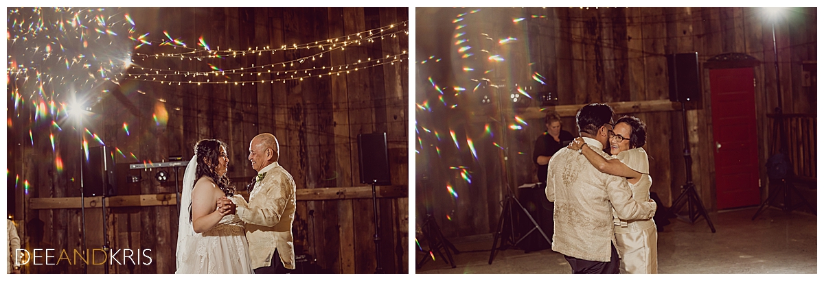 Two images of father/daughter and mother/son dance.