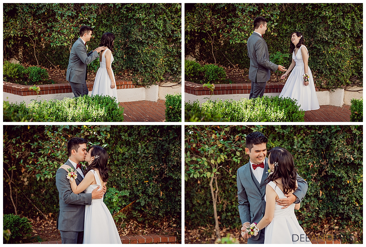 Four images of couple at their First Look session.