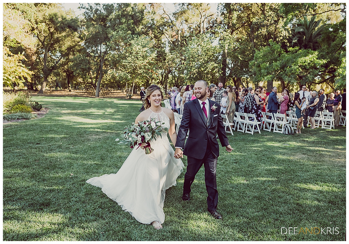 One image of bride and groom recessional.