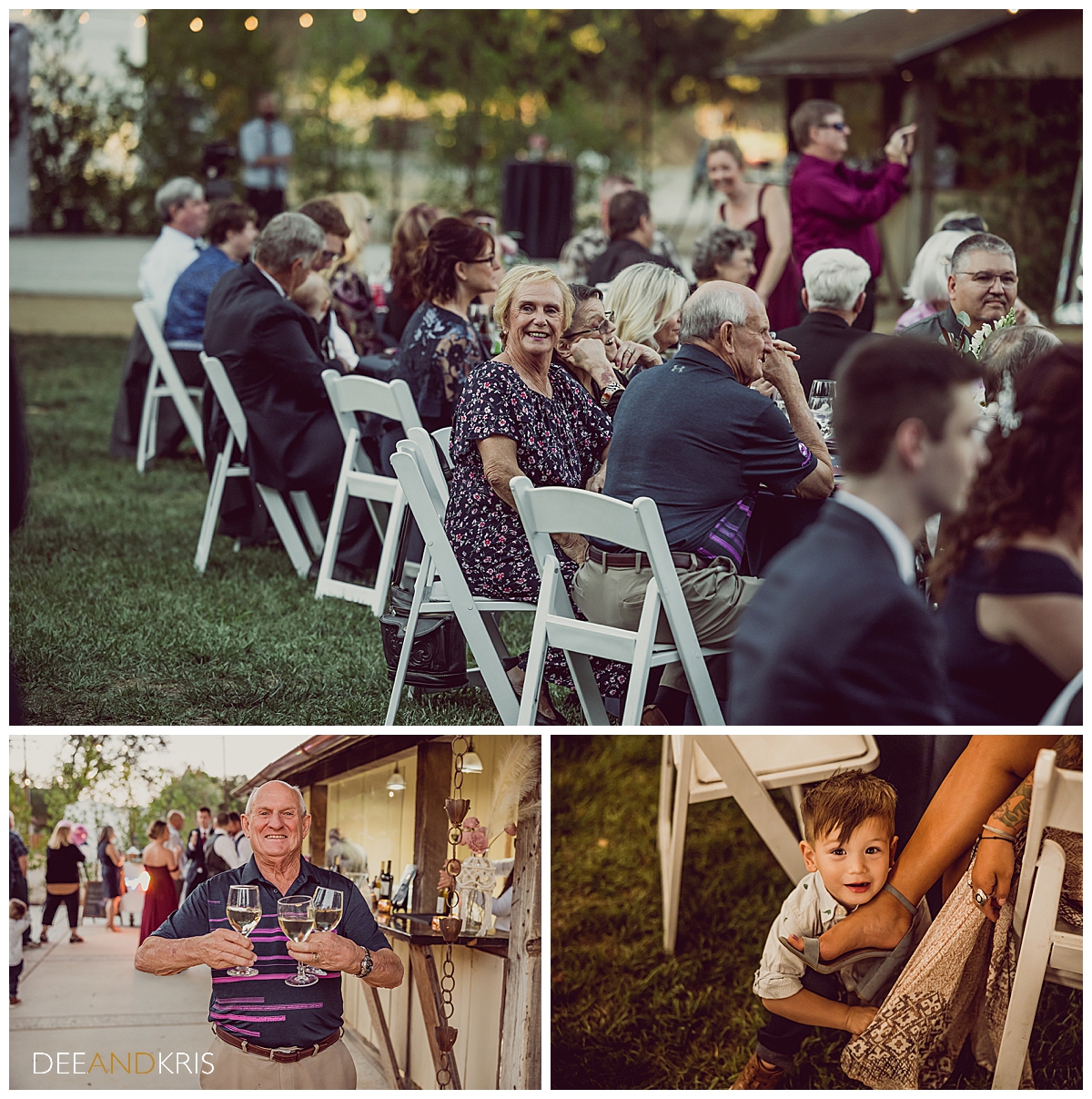 Three images of wedding guests