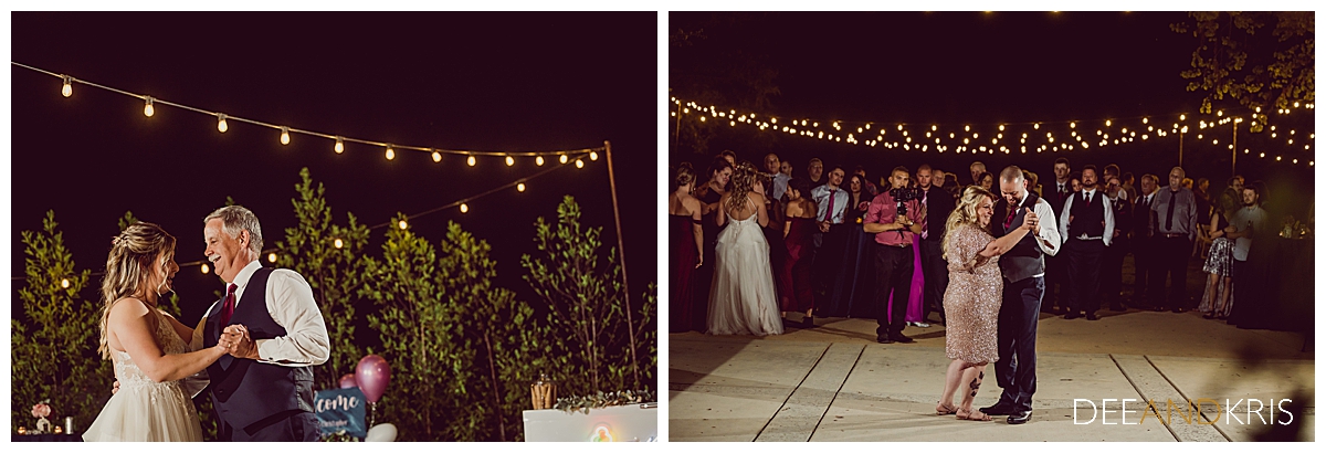 Two images of Father/Daughter dance and Mother/Son dance.