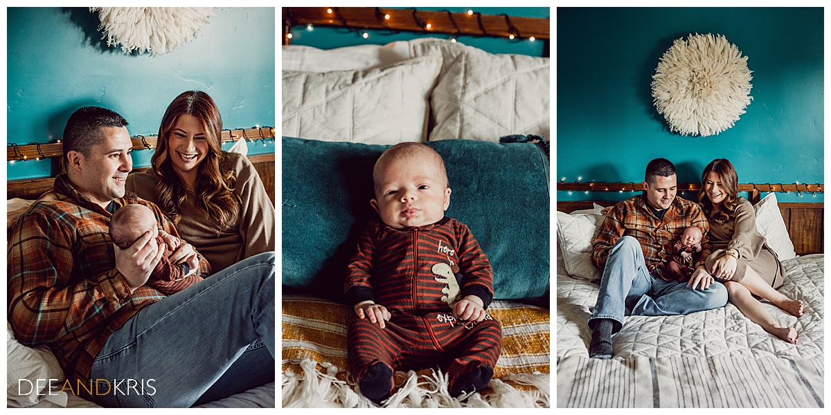 Three images of at-home newborn session